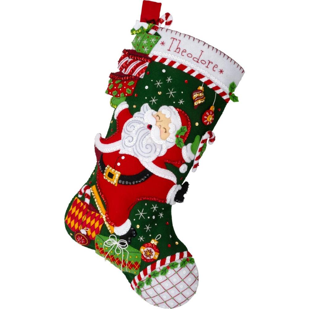 Santa's Festive Frolic - Christmas Stocking Applique Kit