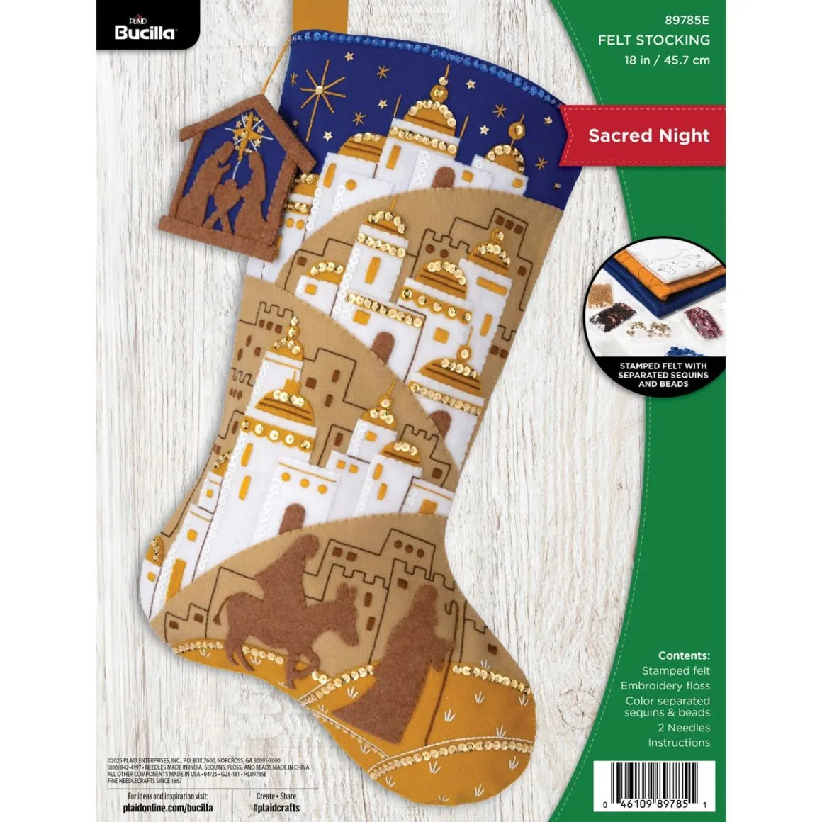 Sacred Night - Christmas Stocking Felt Applique Kit