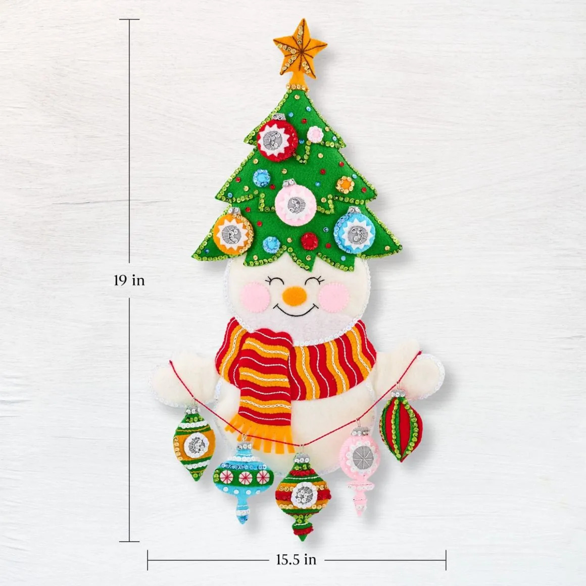 Treetop Snowman - Christmas Wall Hanging Felt Kit