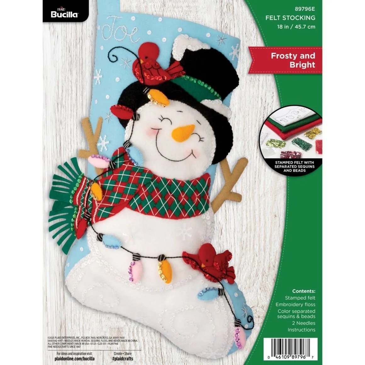 Frosty & Bright - Christmas Stocking Felt Applique Kit