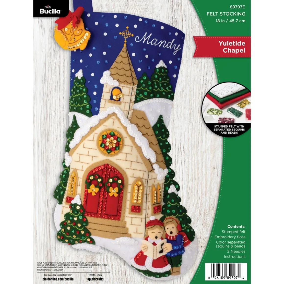 Yuletide Chapel - Christmas Stocking Felt Applique Kit