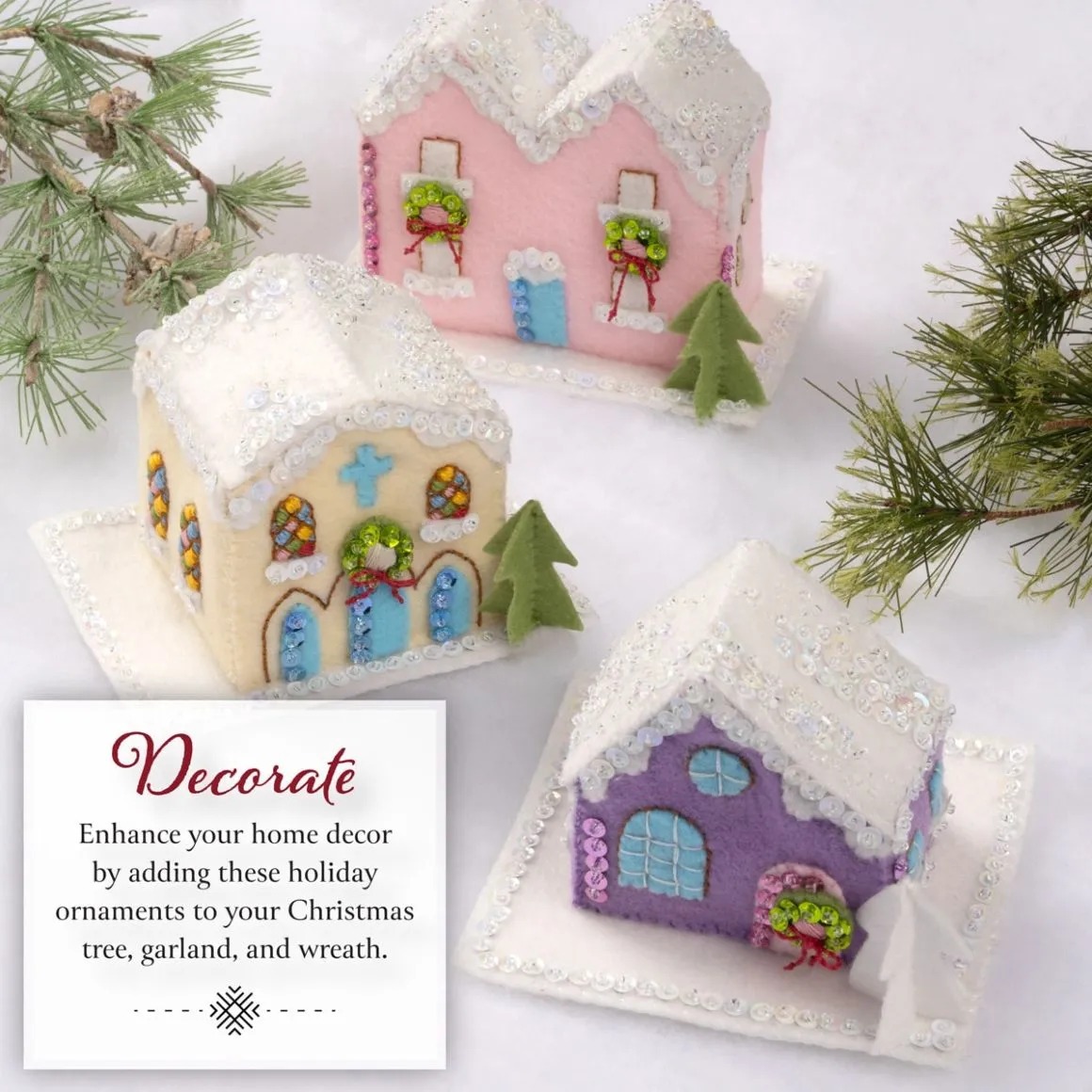 Putz Village 3D Ornaments - Christmas Felt Applique Kit