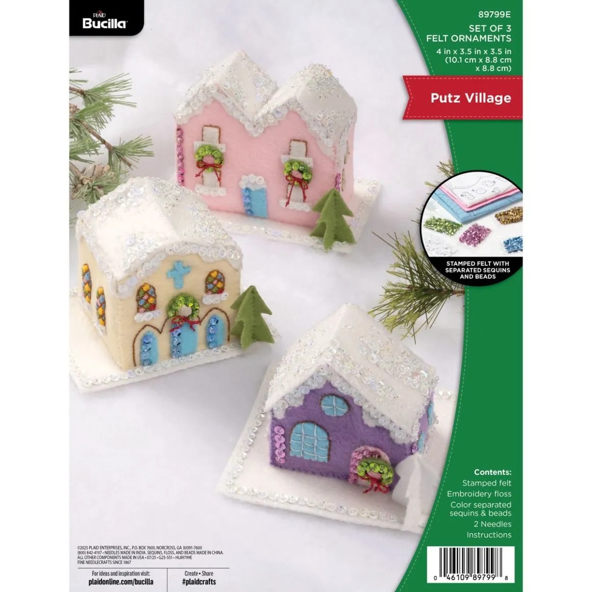 Putz Village 3D Ornaments - Christmas Felt Applique Kit
