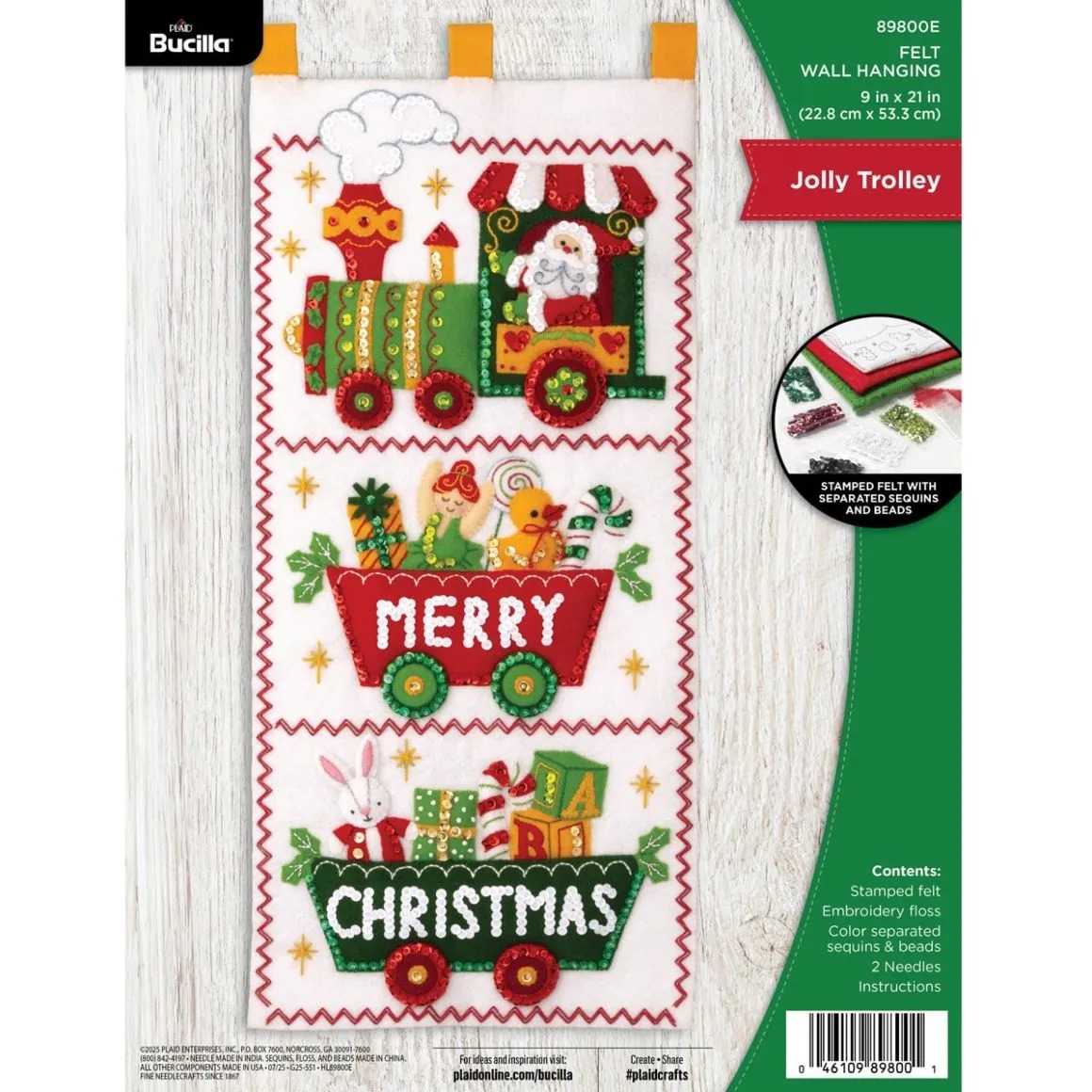 Jolly Trolley Wall Hanging - Christmas Felt Applique Kit