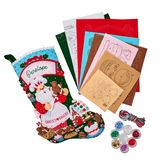 Santa, Holiday & Bakery - Stocking Felt Applique Kit, different perspective #1, zoomed in. Select this picture to zoom back out.