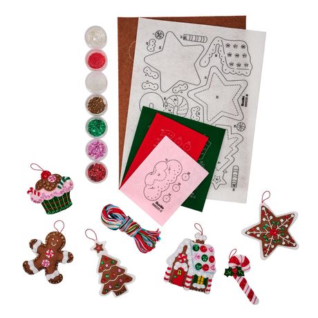 Classic Christmas Treats - Ornaments Felt Applique Kit, zoomed in. Select this picture to zoom back out.