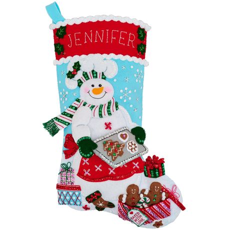 Homemade Holiday Cheer Christmas Stocking Felt Applique Kit, zoomed in. Select this picture to zoom back out.