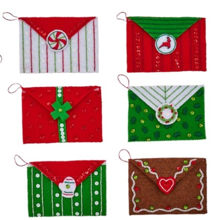 Dear Santa - Christmas Ornaments Felt Applique Kit, different perspective #1, zoomed in. Select this picture to zoom back out.