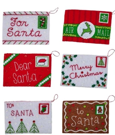 Dear Santa - Christmas Ornaments Felt Applique Kit, zoomed in. Select this picture to zoom back out.