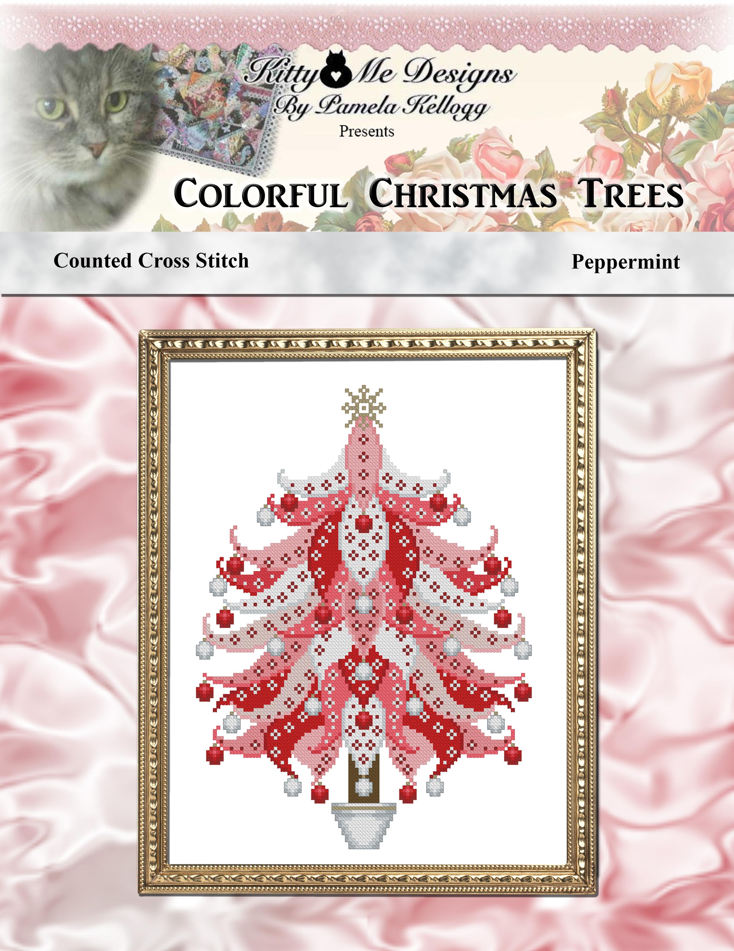 Colorful Christmas Trees - Peppermint - Cross Stitch Pattern