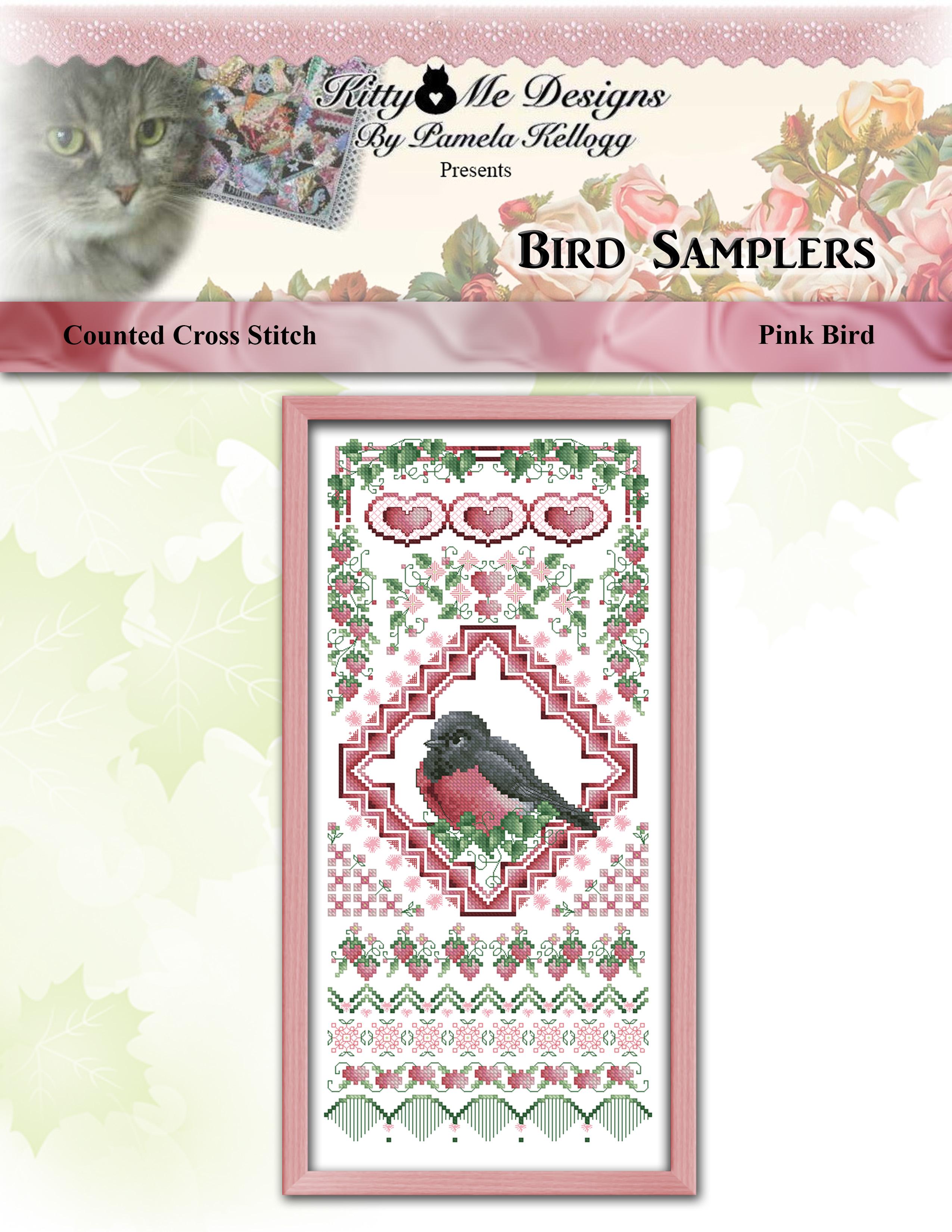 Bird Samplers - Pink Bird - Cross Stitch Pattern