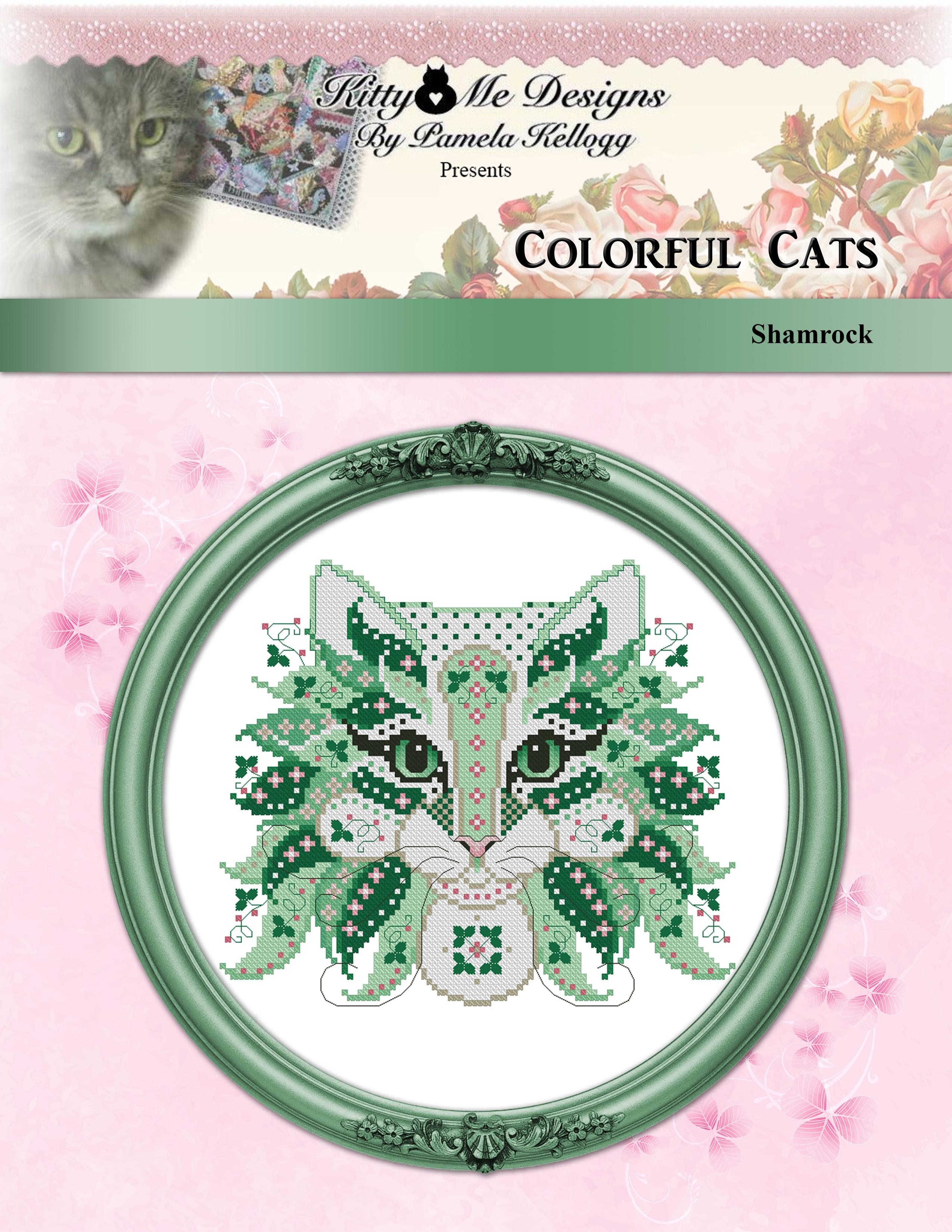 Colorful Cats - Shamrock - St Patrick's Cross Stitch Pattern