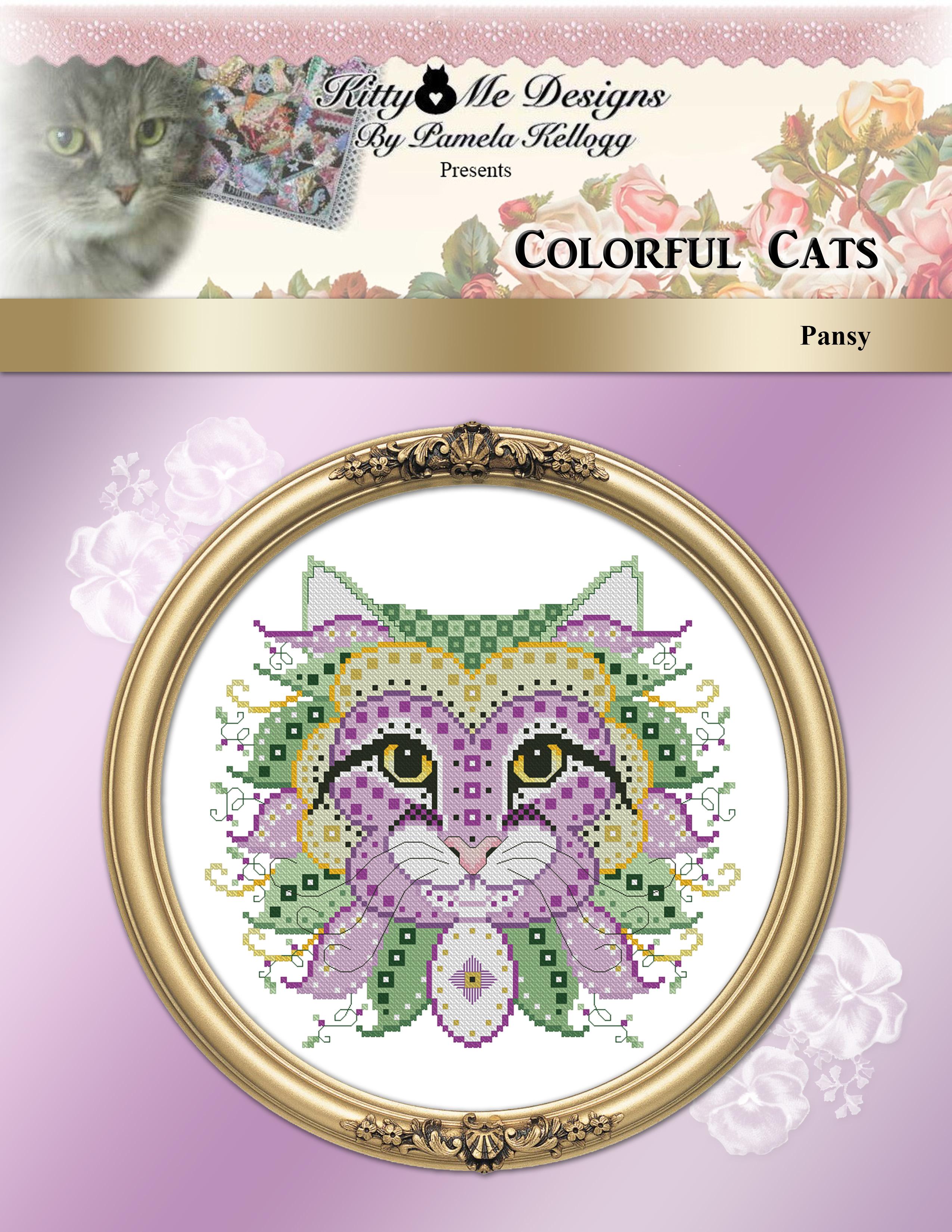 Colorful Cats - Pansy - Cross Stitch Pattern