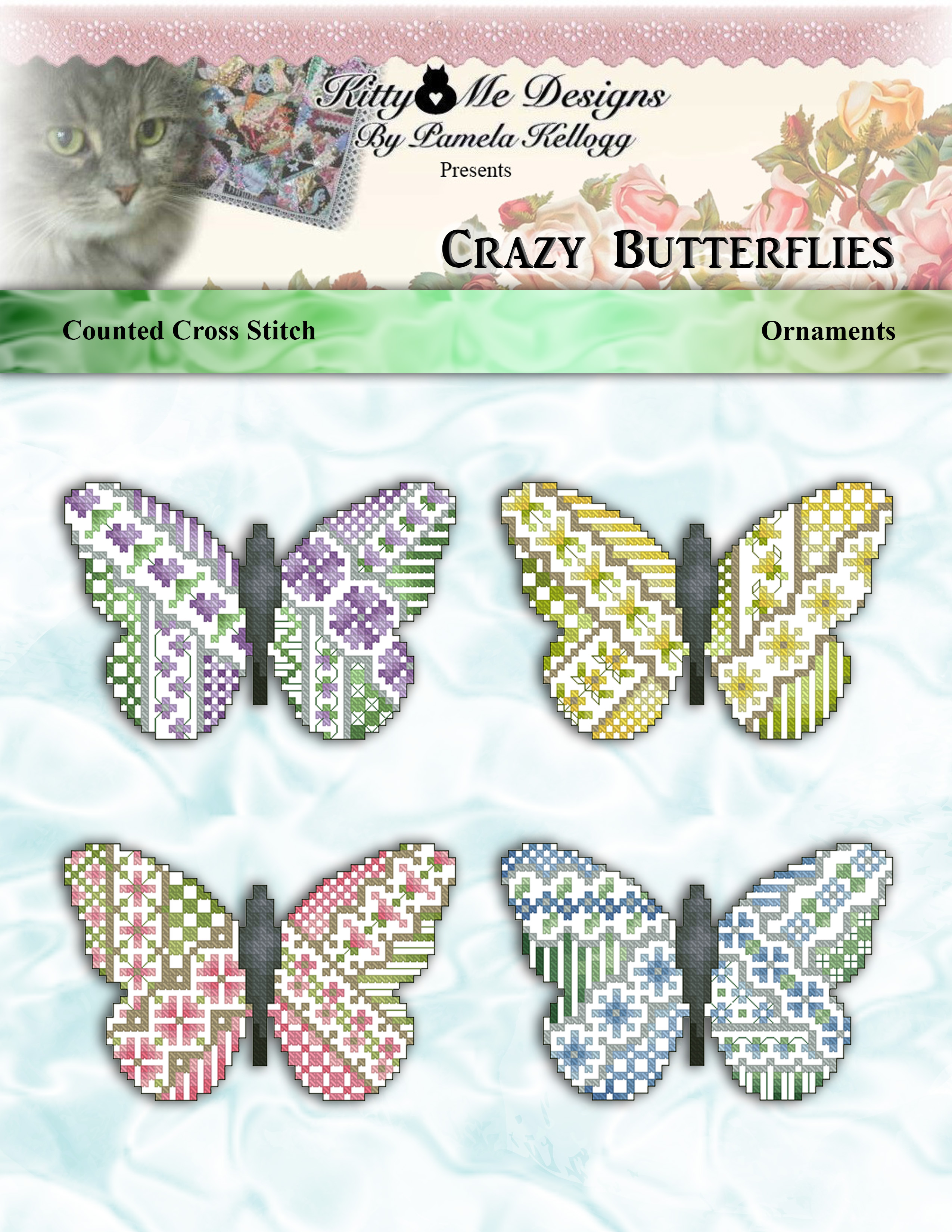Crazy Butterflies Ornaments - Cross Stitch Pattern