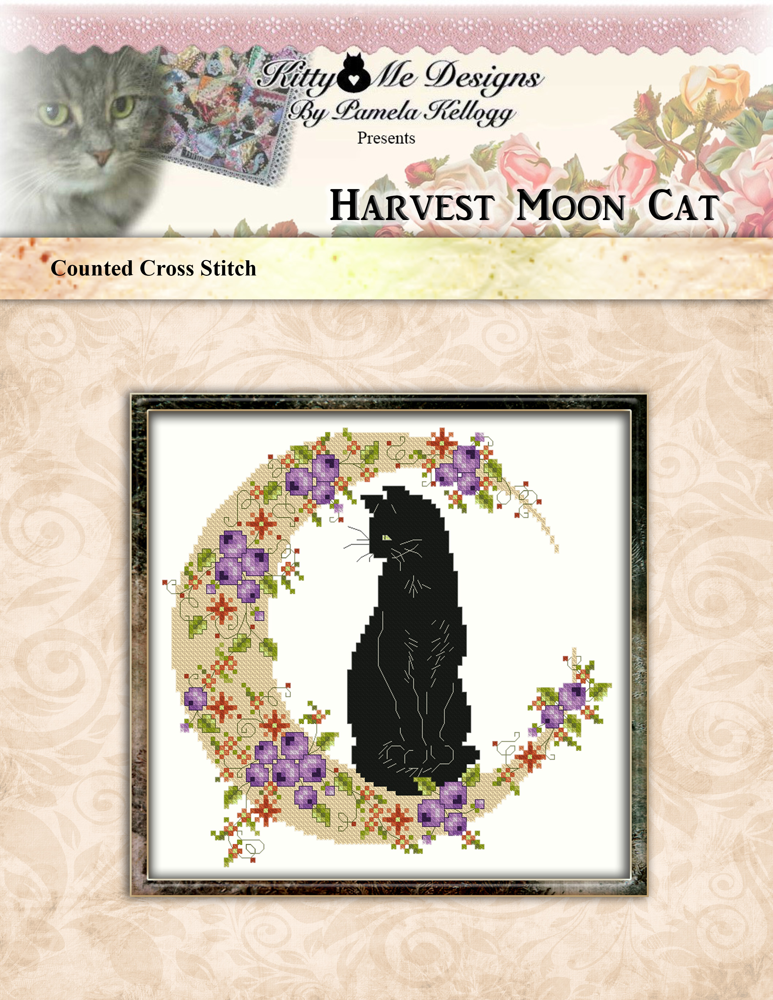 Harvest Moon Cat - Cross Stitch Pattern