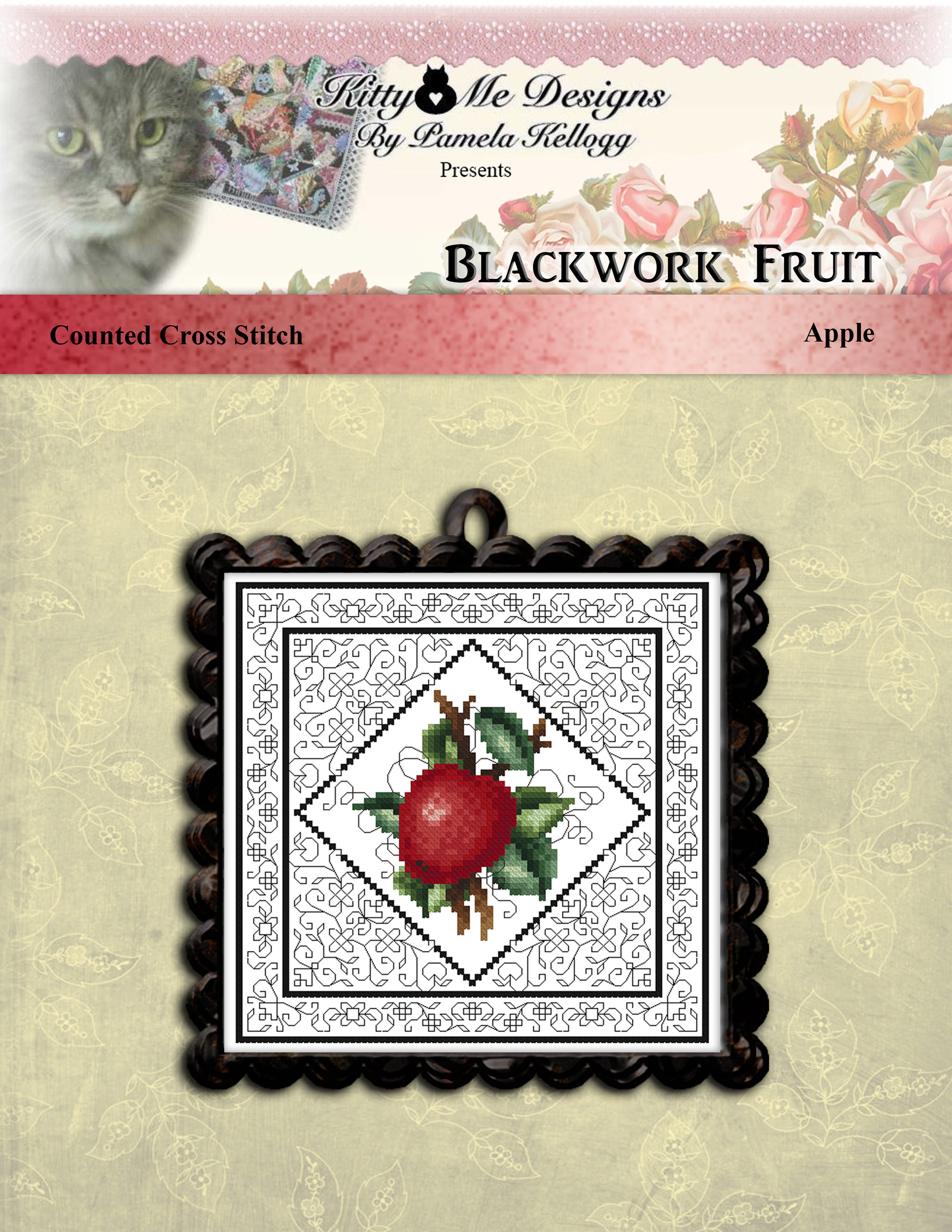 Blackwork Fruit - Apple - Cross Stitch Pattern
