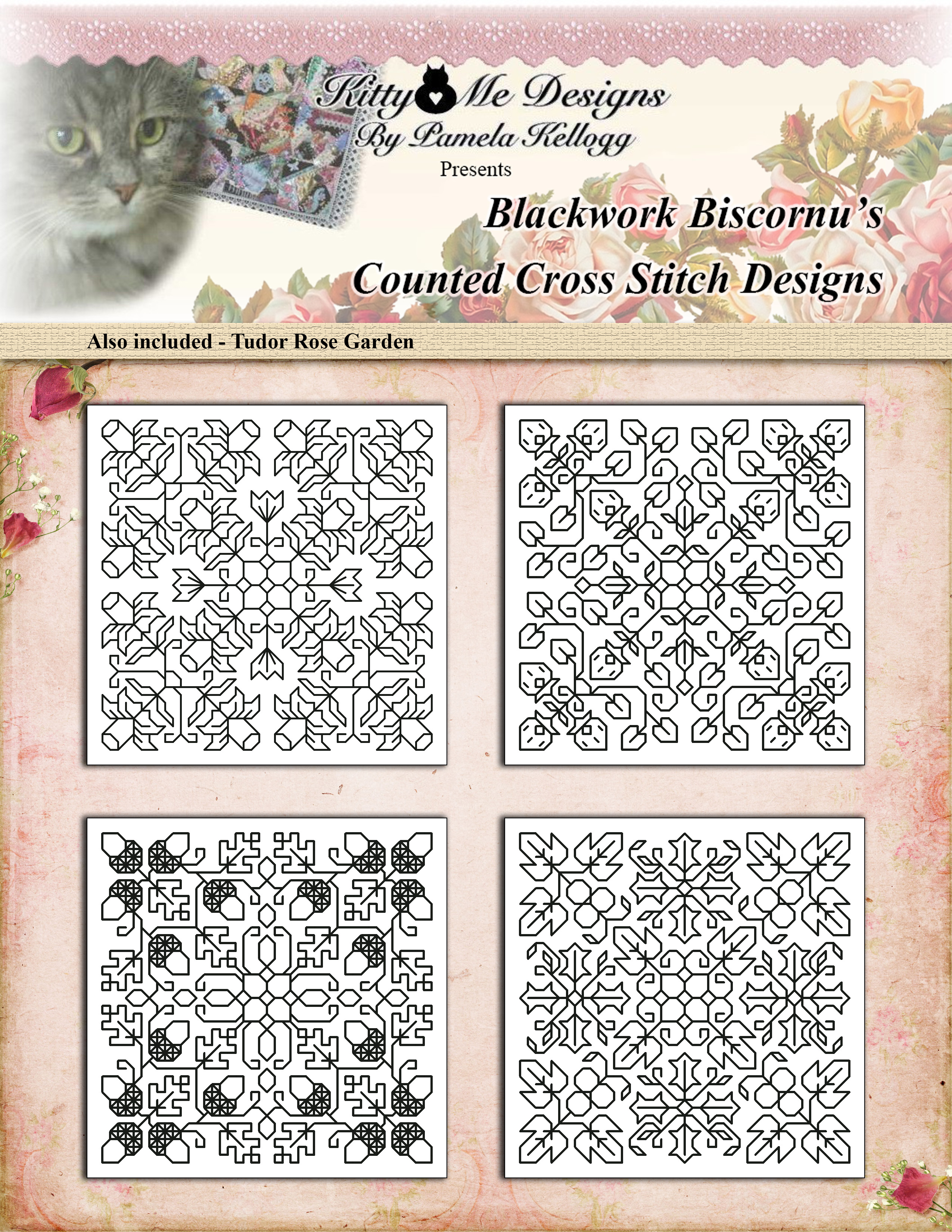 Blackwork Biscornu Pincushions - Cross Stitch Pattern