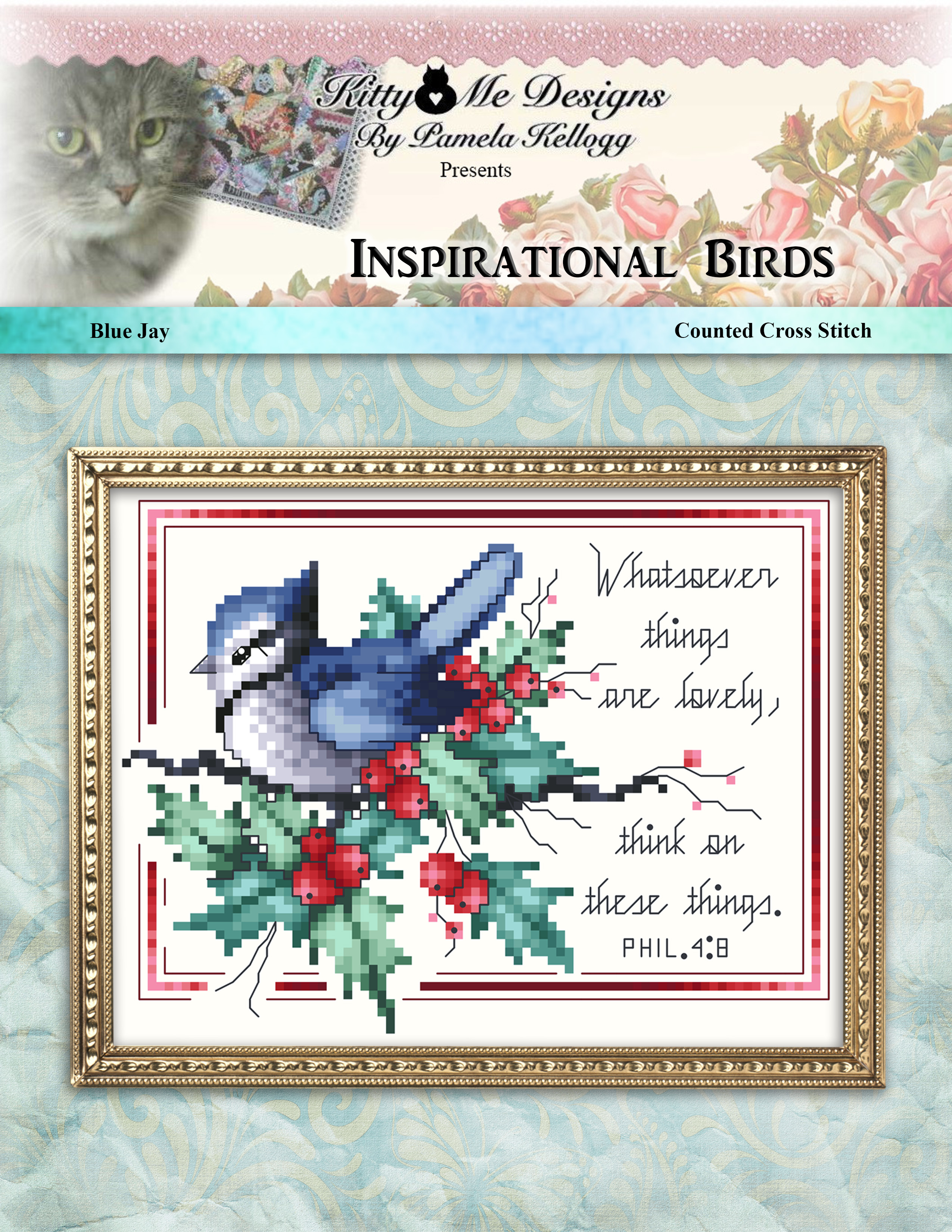 Inspirational Birds - Blue Jay - Cross Stitch Pattern