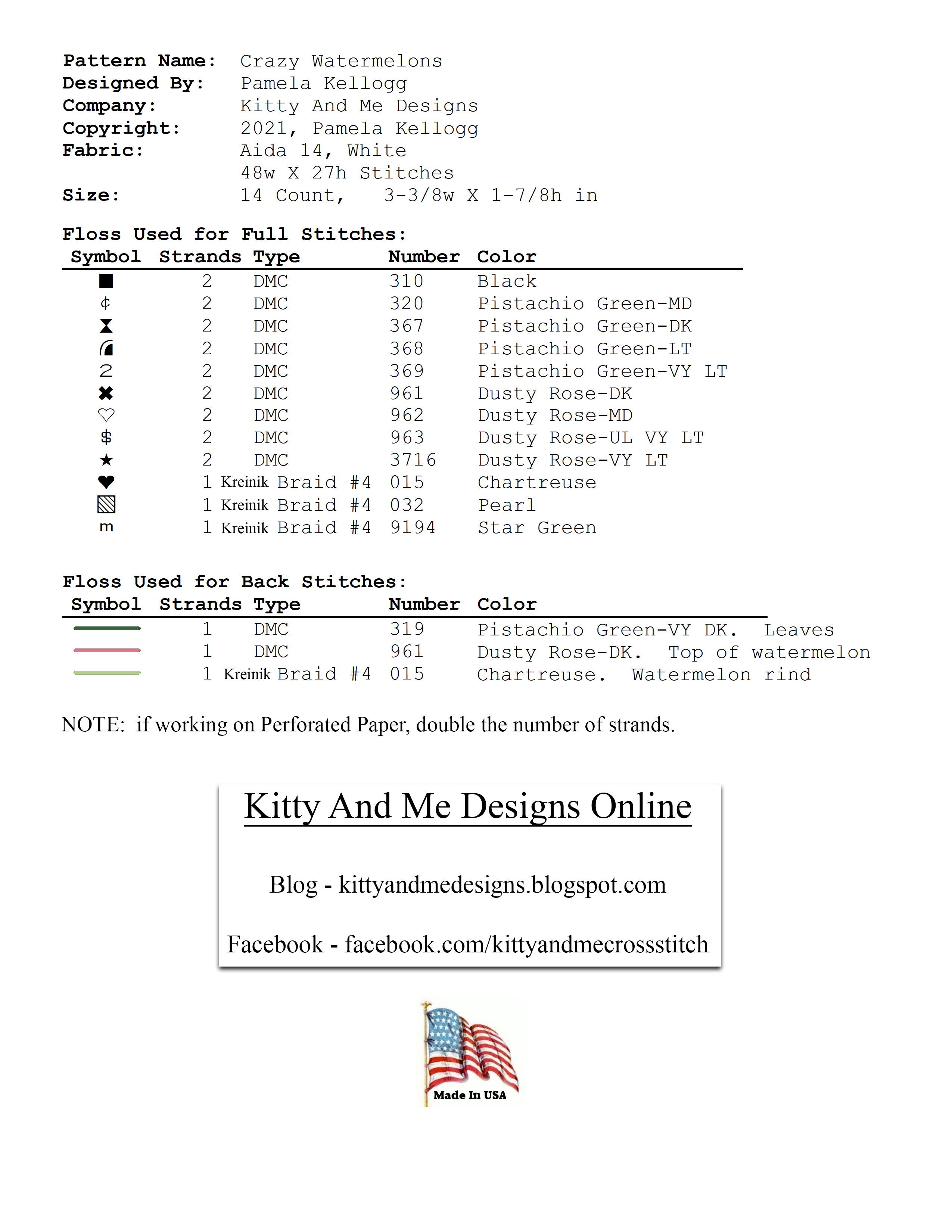 Crazy Watermelons - Cross Stitch Pattern