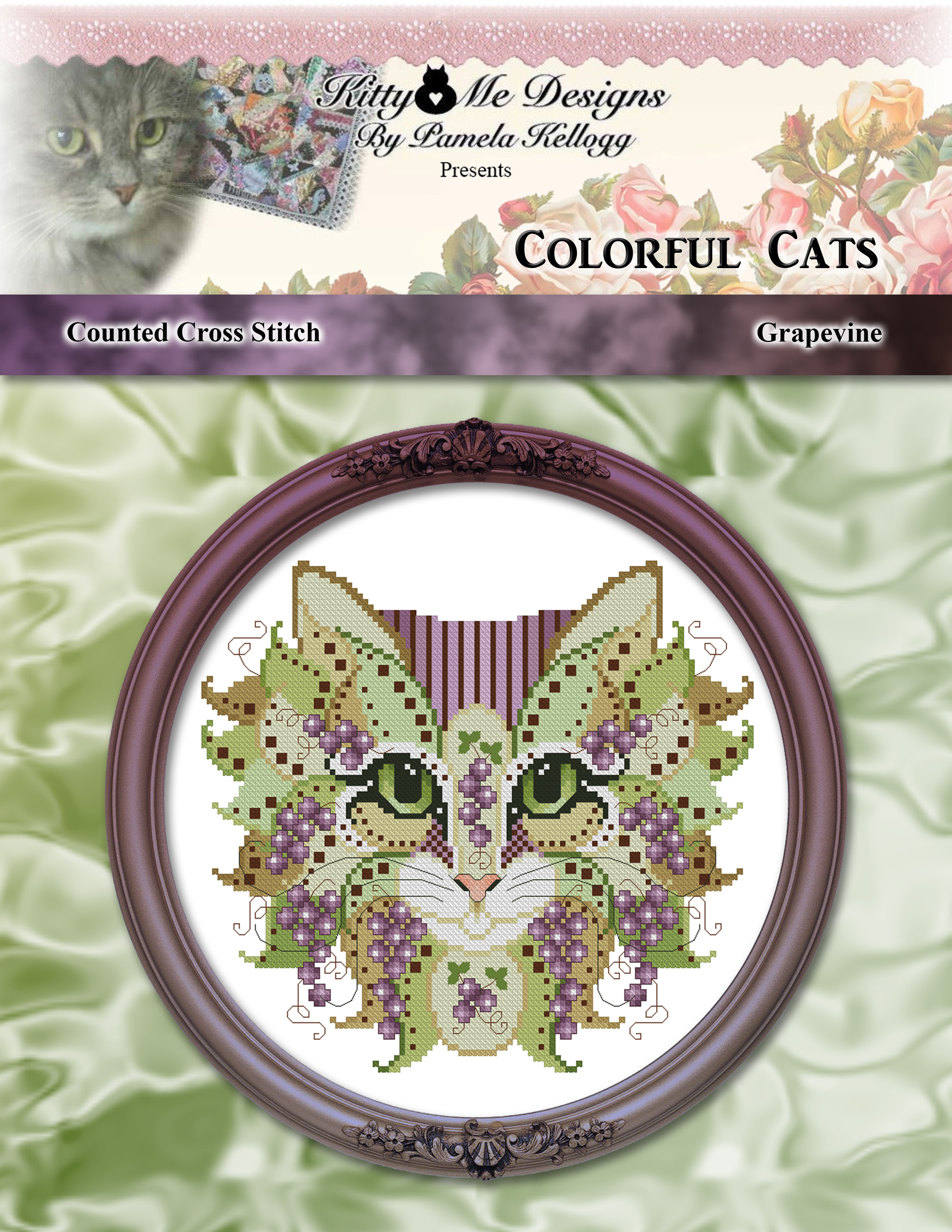 Colorful Cats - Grapevine - Cross Stitch Pattern