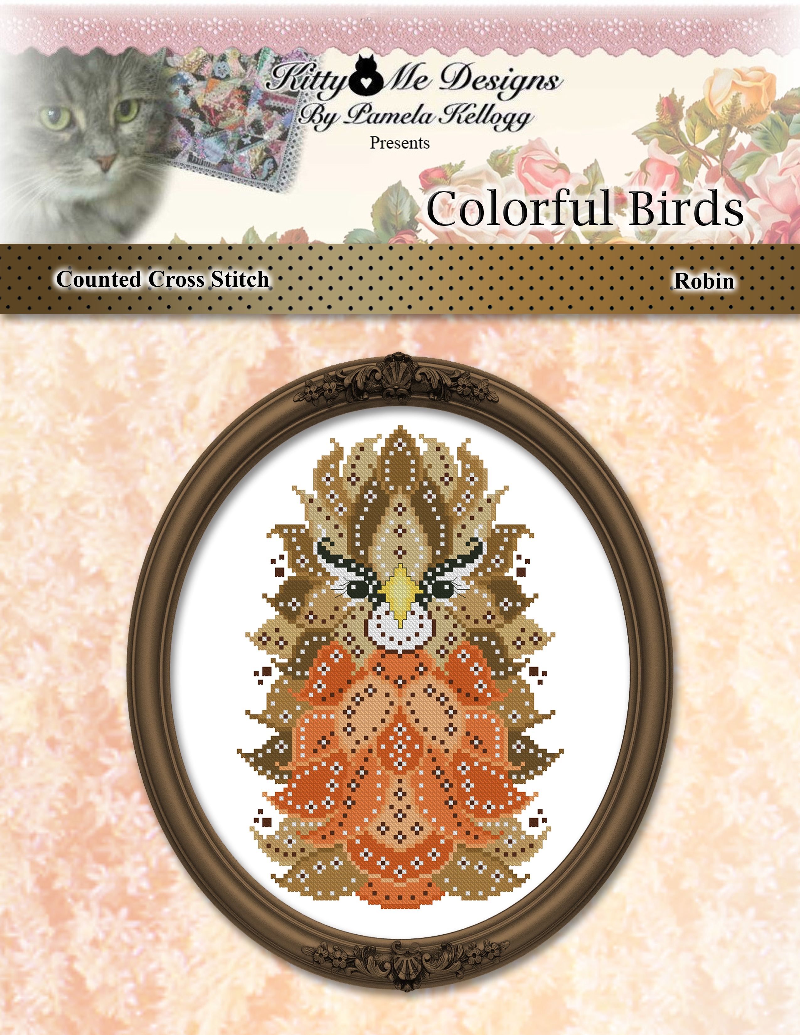 Colorful Birds - Robin - Cross Stitch Pattern