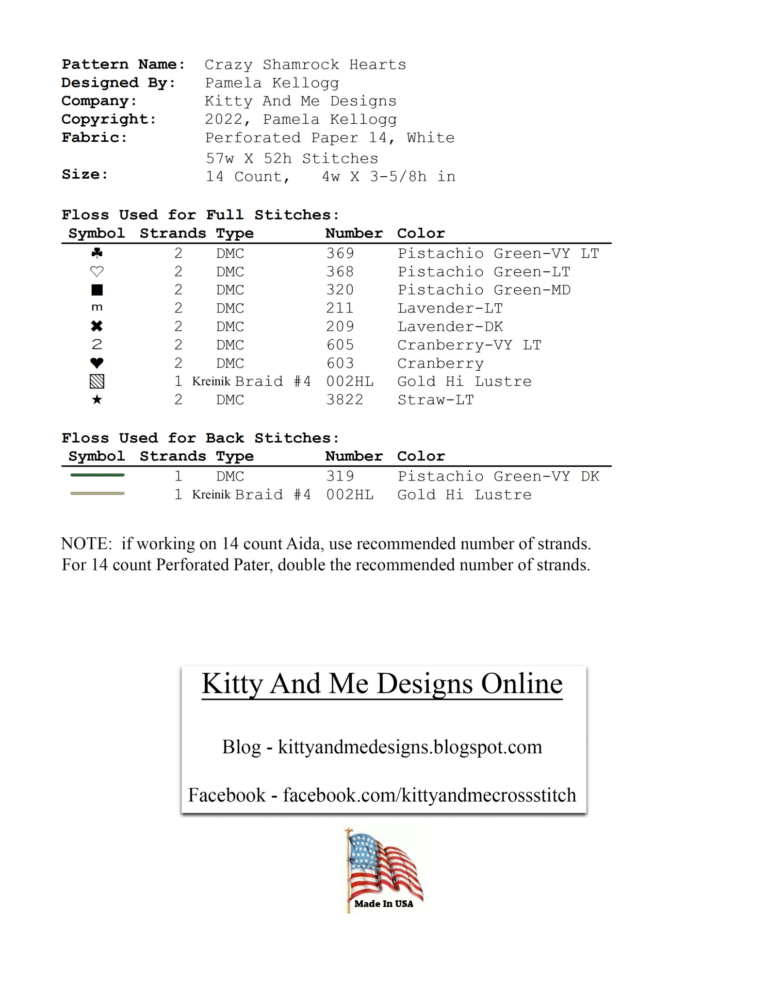 Crazy Shamrock Hearts - Ornaments - Cross Stitch Pattern