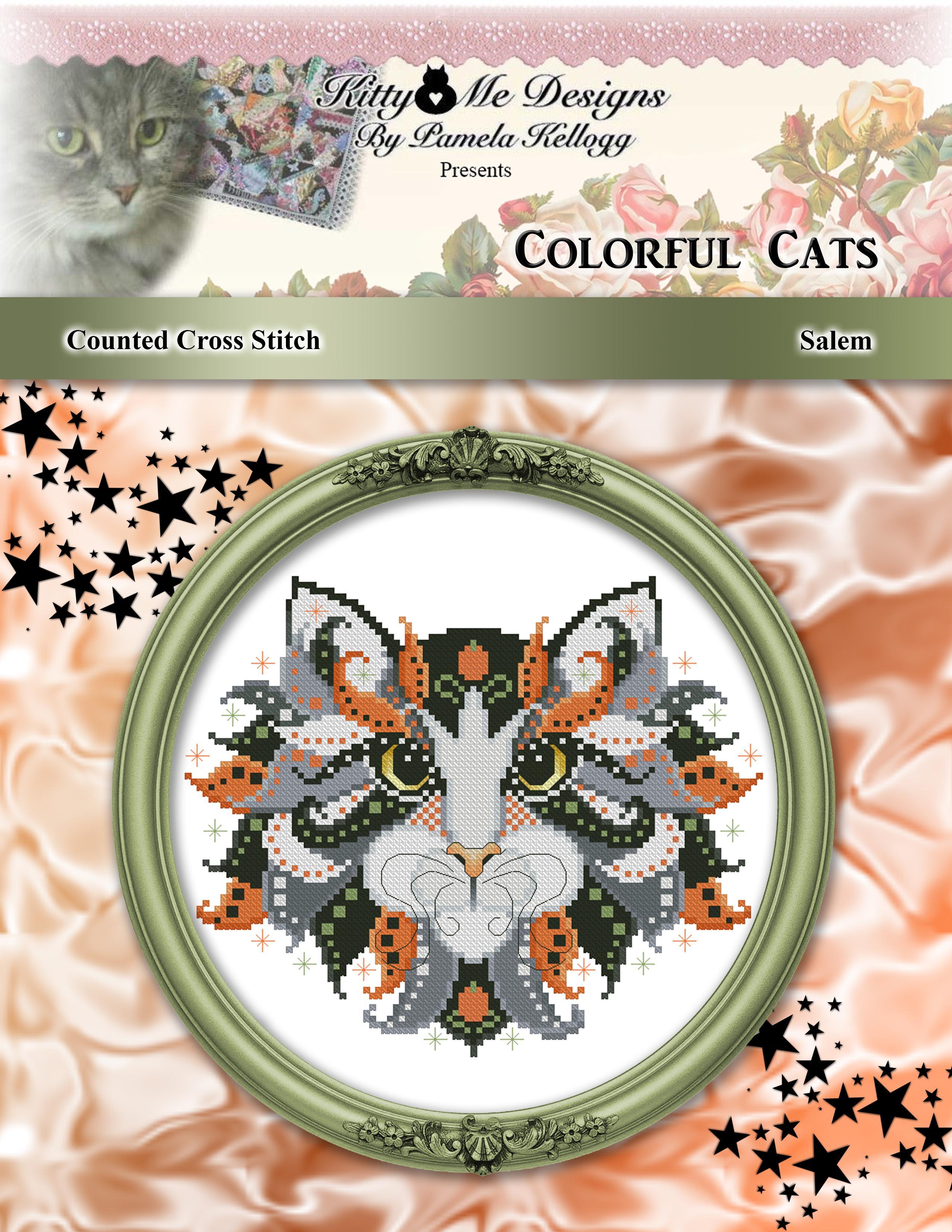 Colorful Cats - Salem - Cross Stitch Pattern