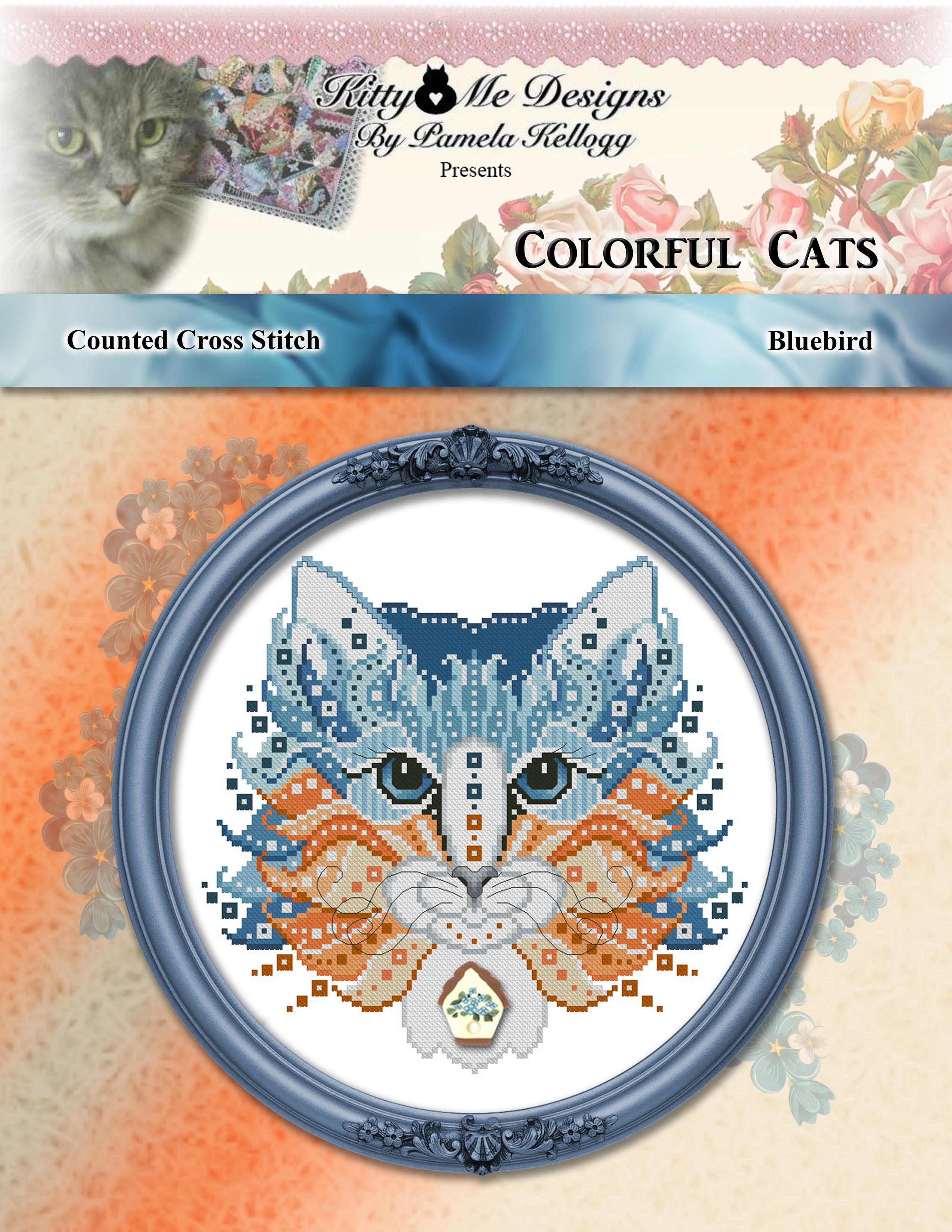 Colorful Cats - Bluebird - Cross Stitch Pattern