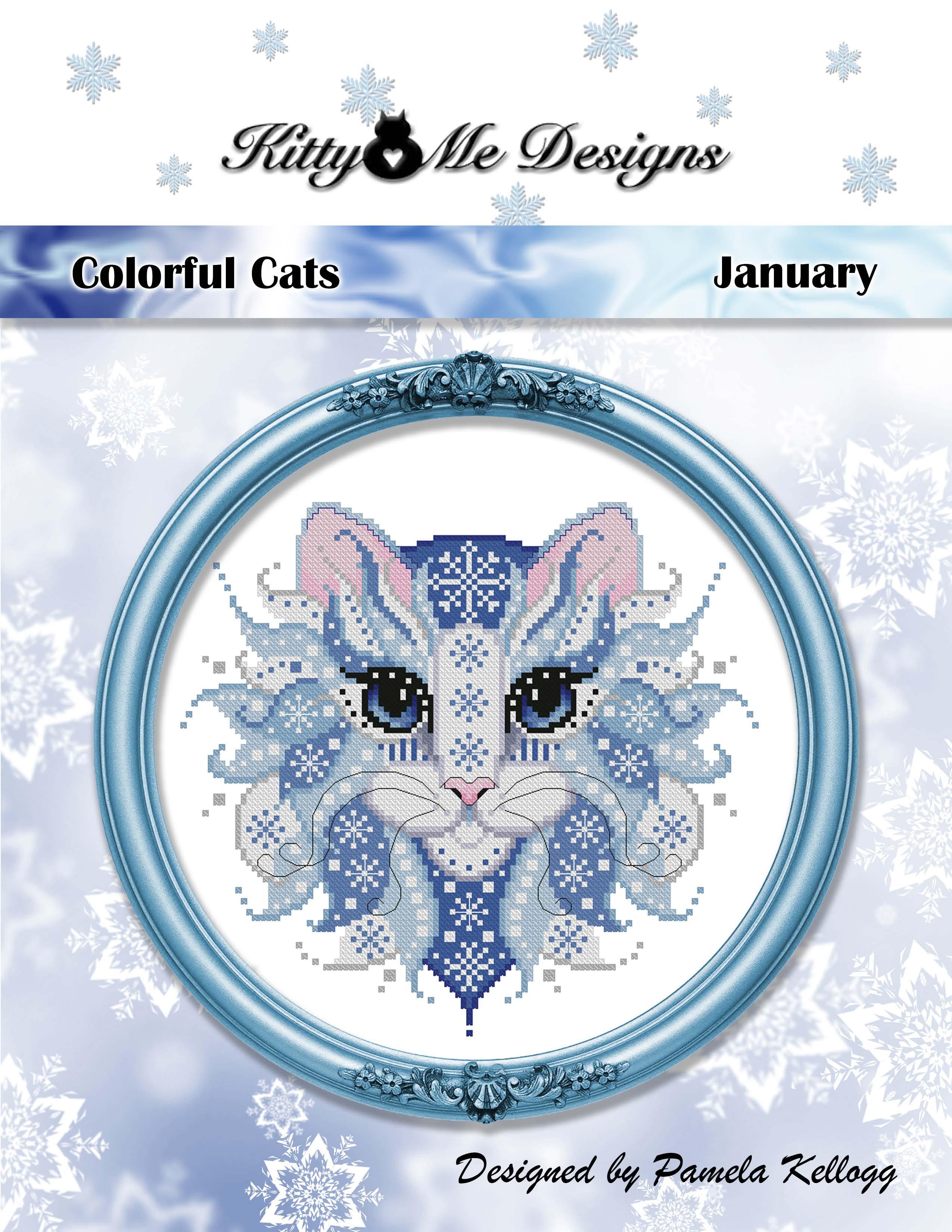 Colorful Cats - January - Cross Stitch Pattern