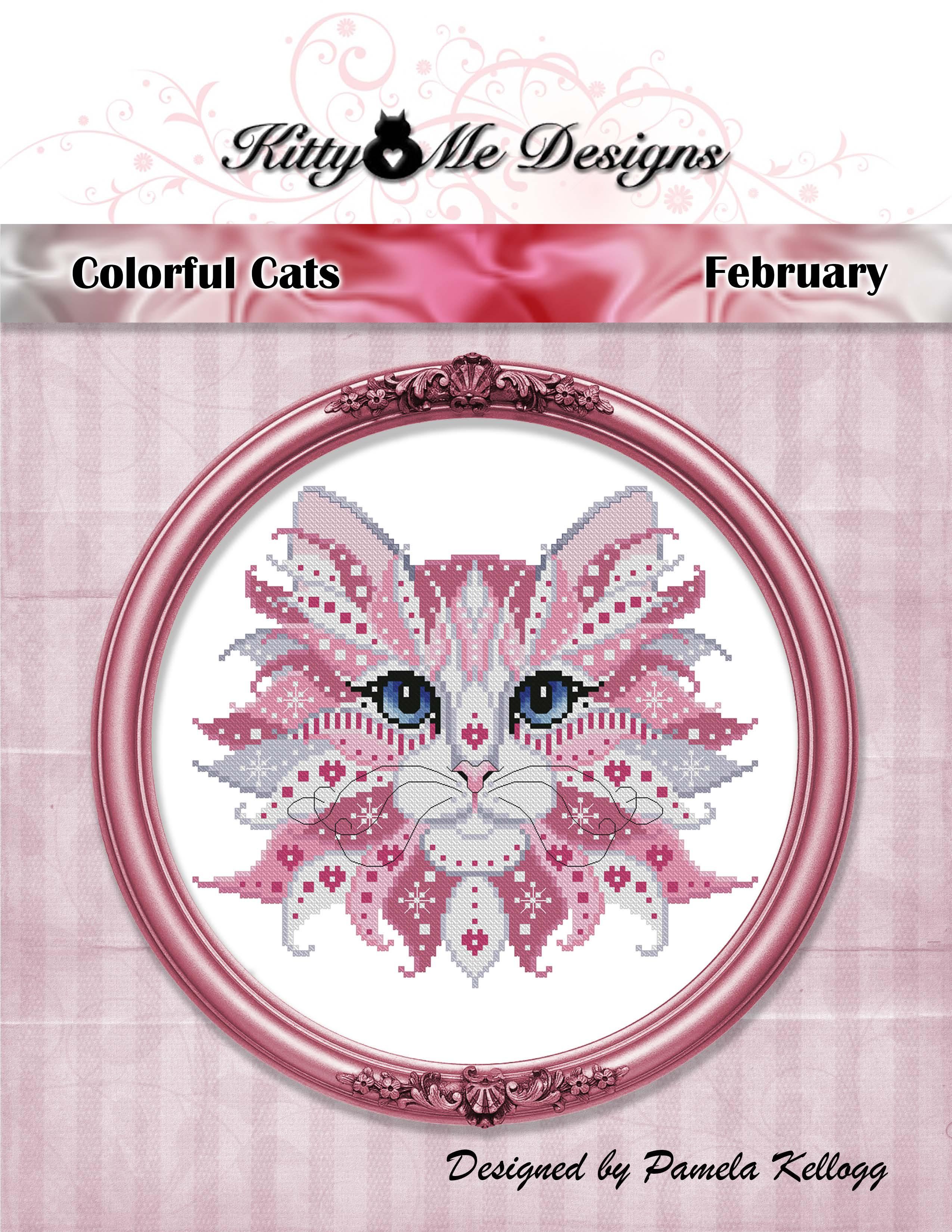 Colorful Cats - February - Valentine Cross Stitch Pattern
