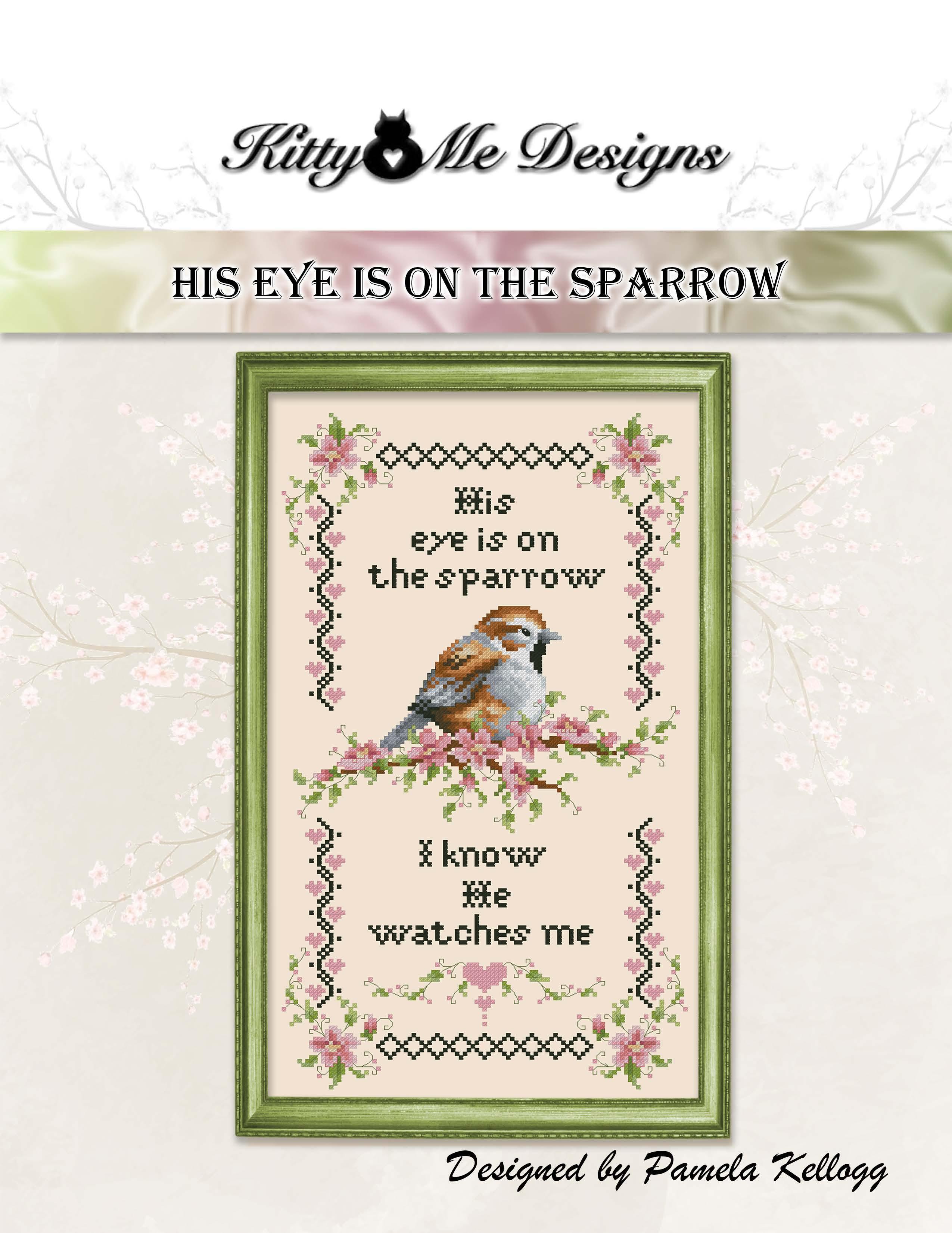 His Eye Is On The Sparrow - Cross Stitch Pattern, zoomed in. Select this picture to zoom back out.