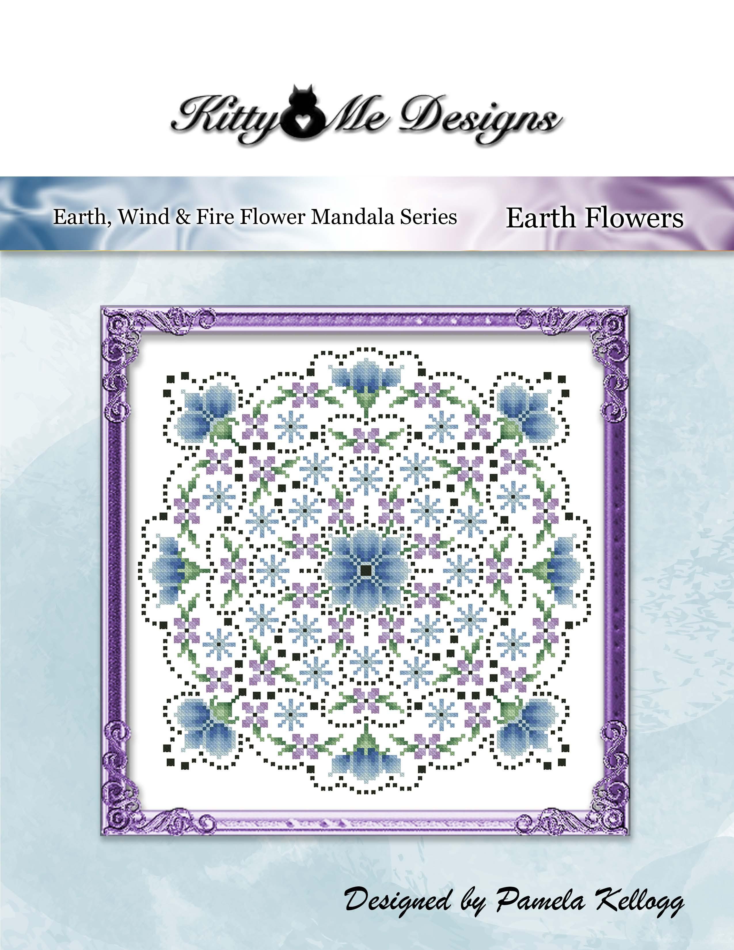 Earth Flowers - Cross Stitch Pattern, zoomed in. Select this picture to zoom back out.