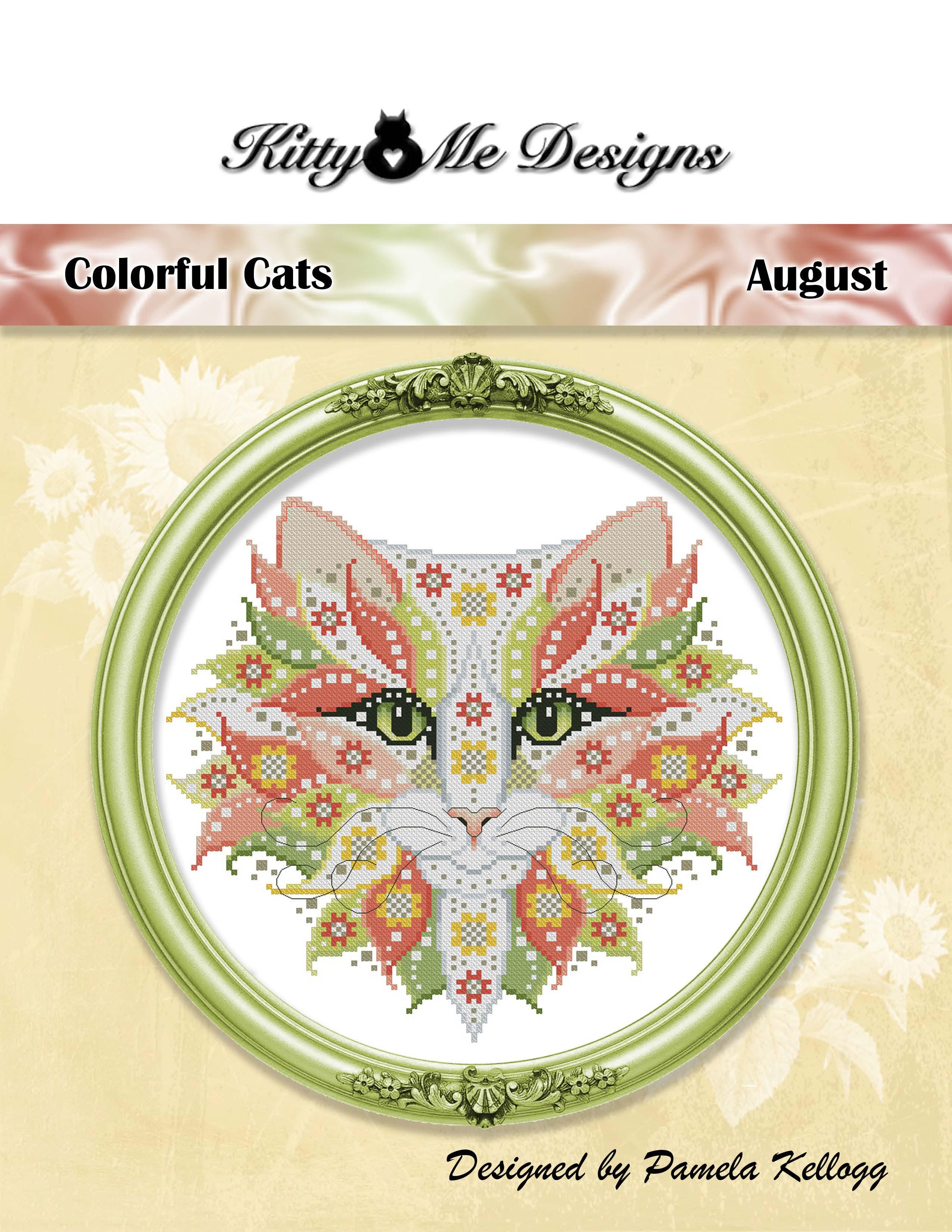 Colorful Cats - August - Cross Stitch Pattern, zoomed in. Select this picture to zoom back out.