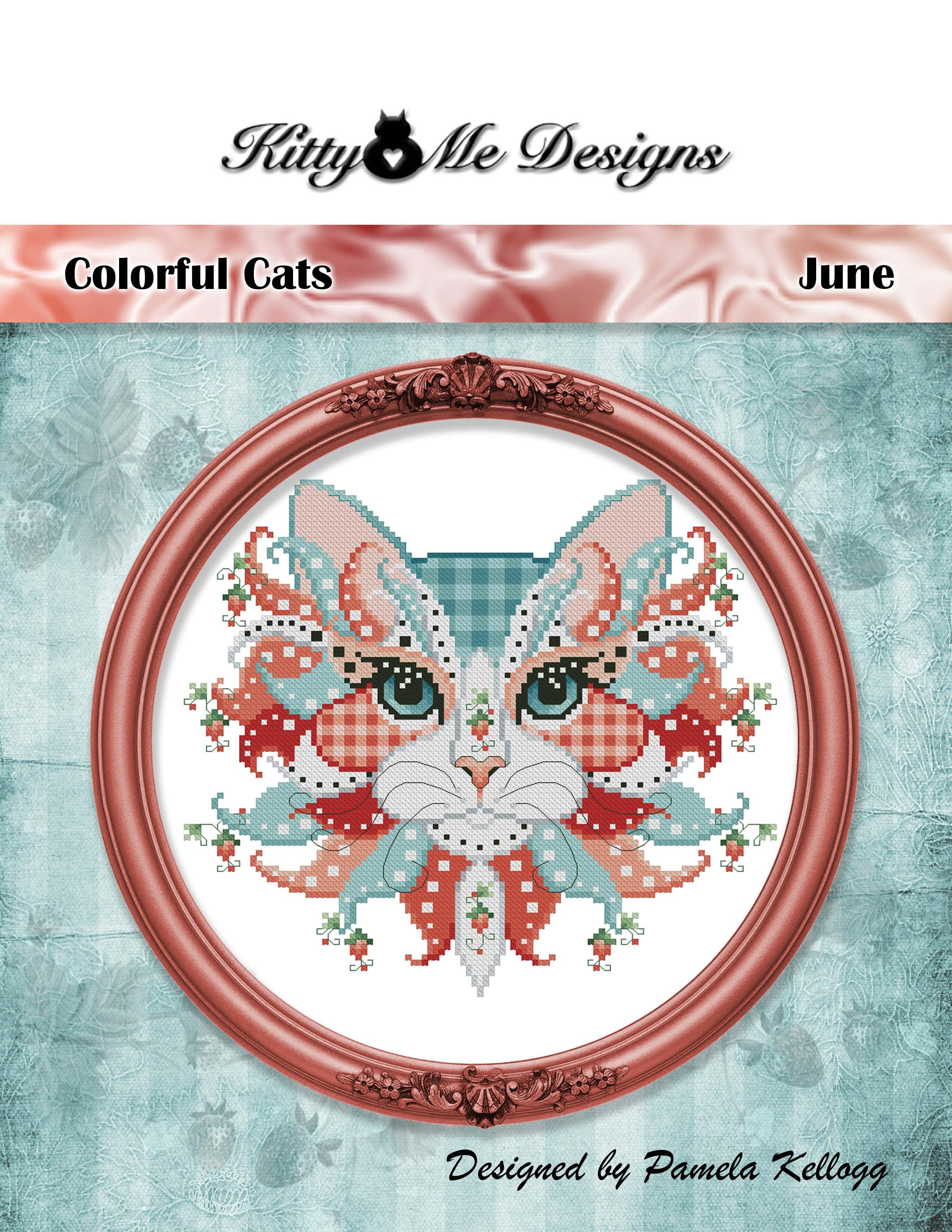 Colorful Cats - June - Cross Stitch Pattern, zoomed in. Select this picture to zoom back out.