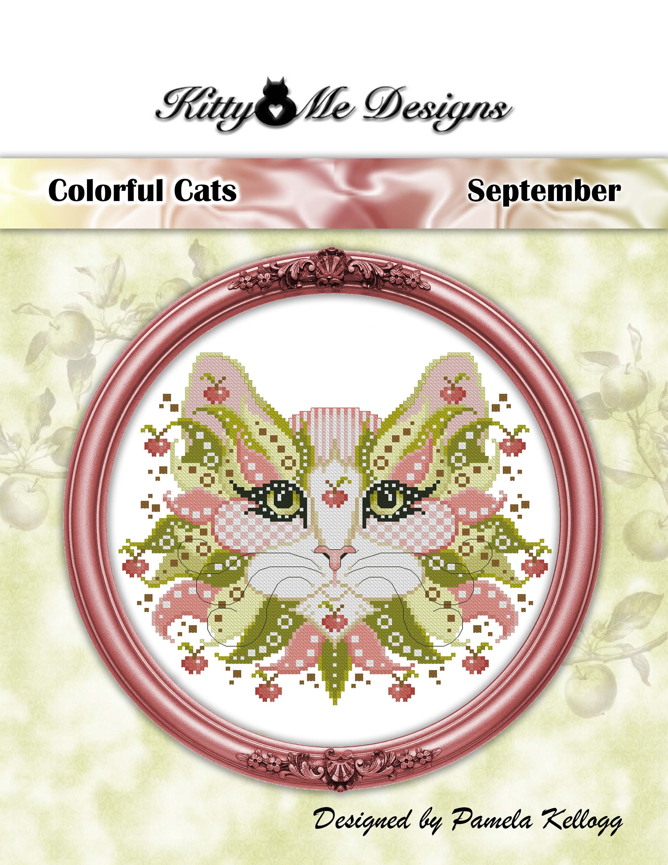 Colorful Cats - September - Cross Stitch Pattern, zoomed in. Select this picture to zoom back out.