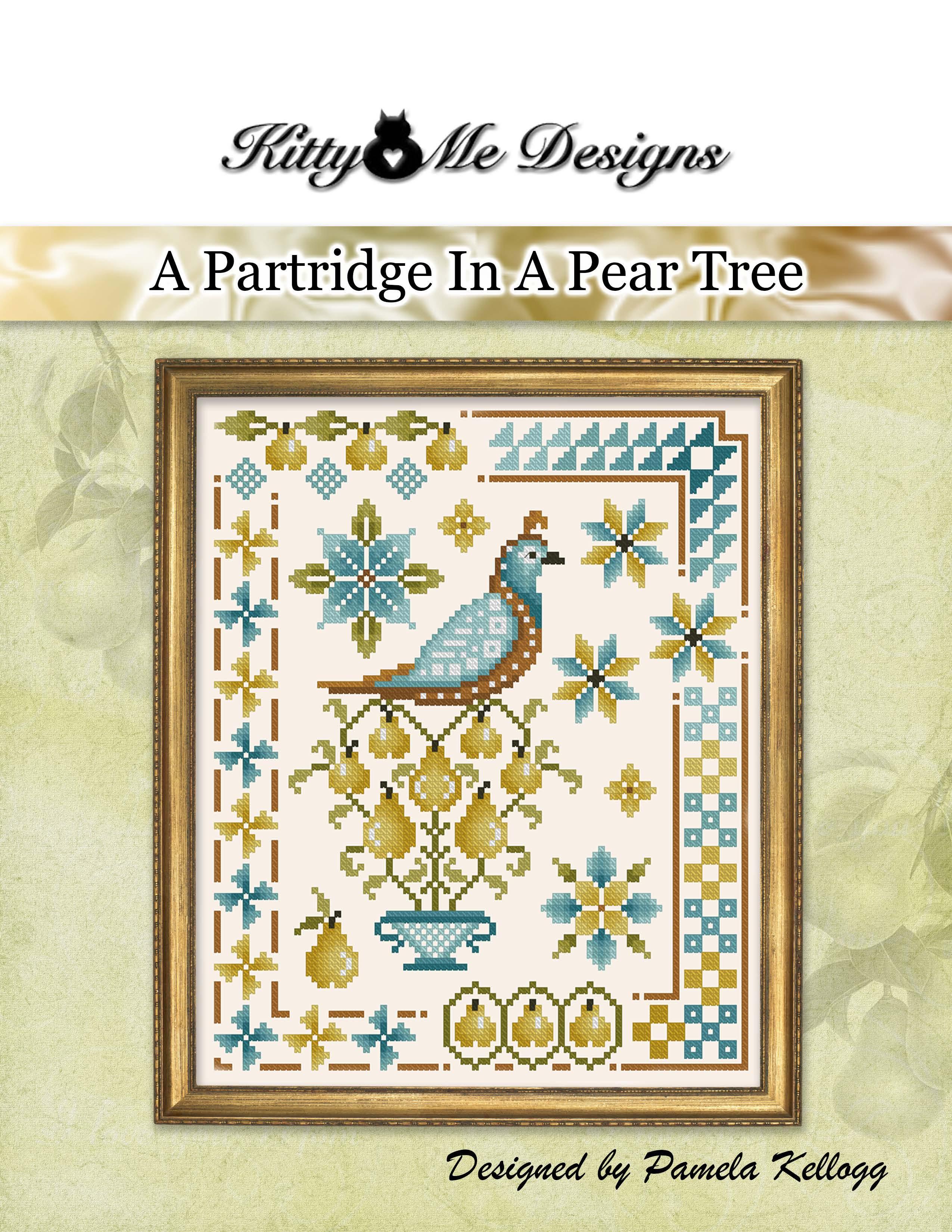 A Partridge In A Pear Tree - Christmas Cross Stitch Pattern, zoomed in. Select this picture to zoom back out.