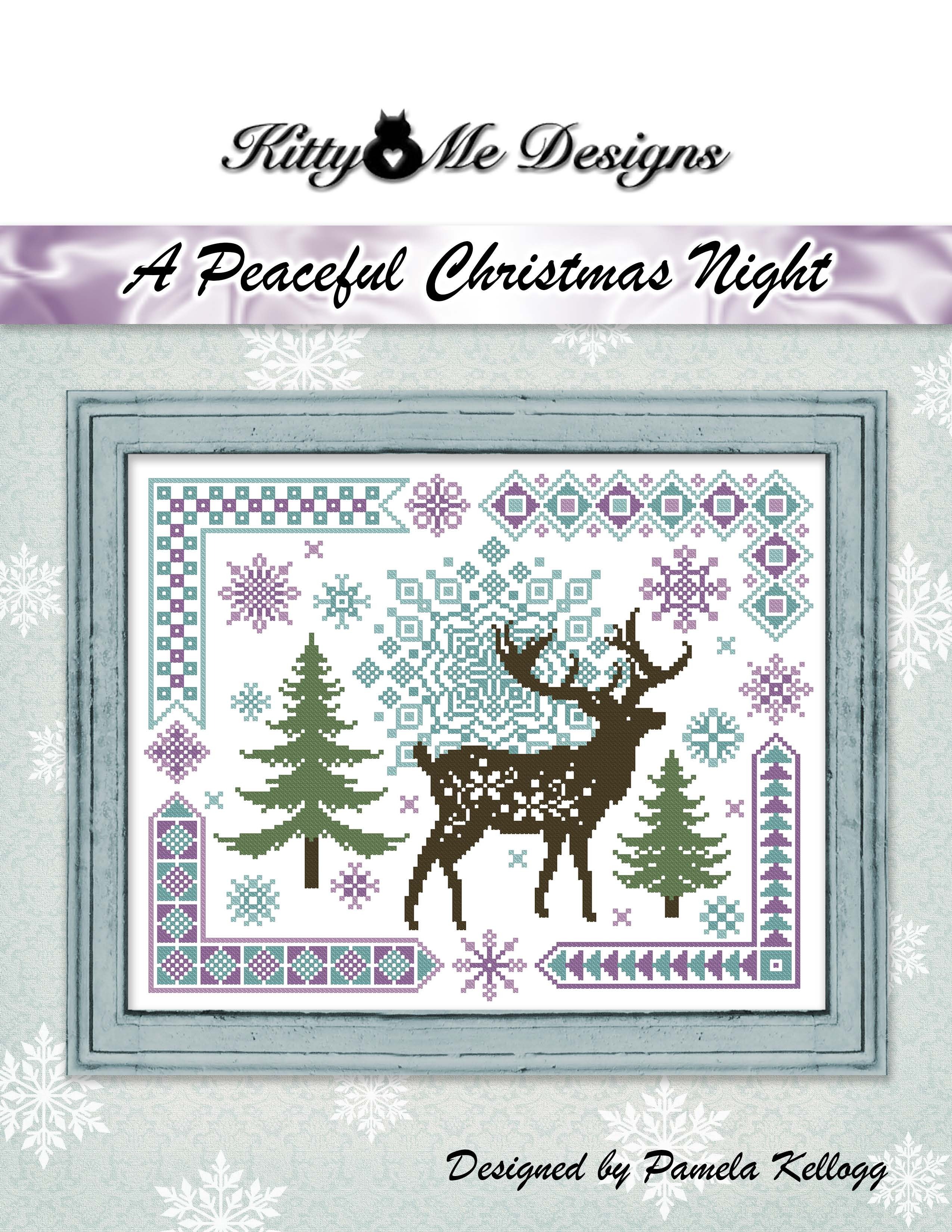 A Peaceful Christmas Night - Cross Stitch Pattern, zoomed in. Select this picture to zoom back out.
