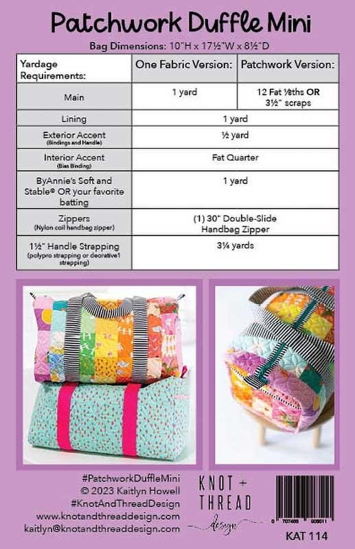 Patchwork Duffle Mini - Quilt Pattern