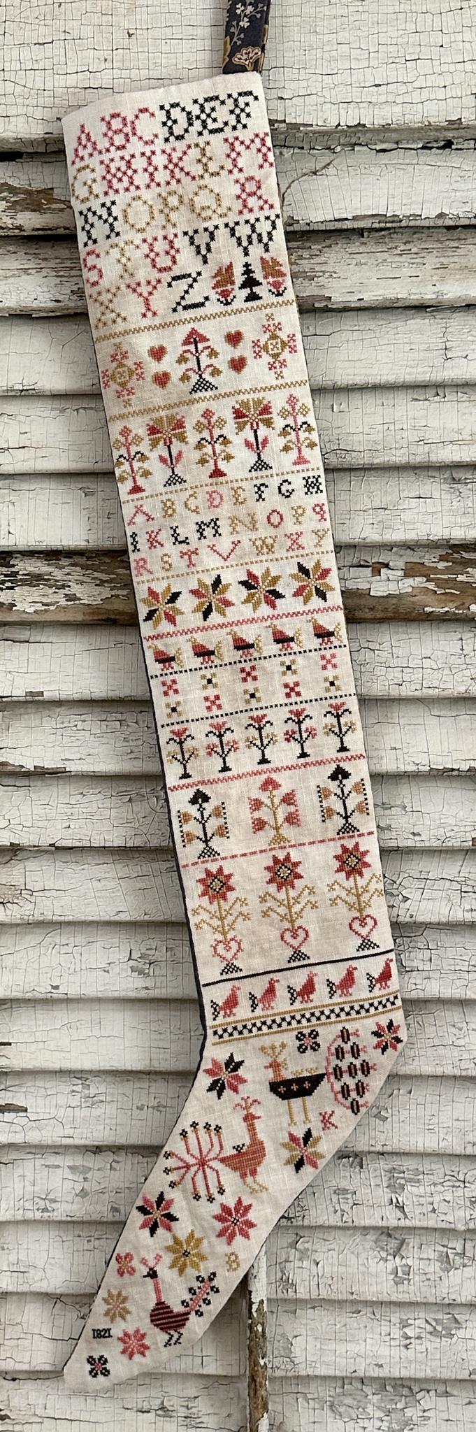 A Pennsylvania-German Stocking - Cross Stitch Pattern, zoomed in. Select this picture to zoom back out.
