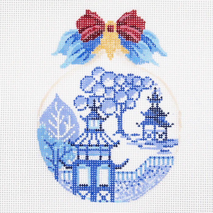 China Blue Toile - Christmas Needlepoint Canvas