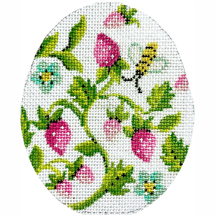 Pink Strawberries Egg - Easter Needlepoint Canvas