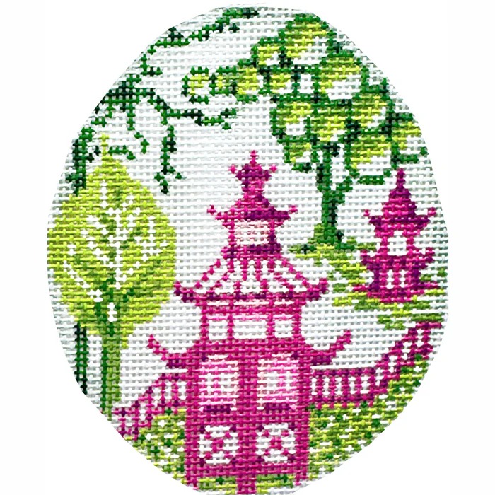 Pink Pagoda #2 Egg - Easter Needlepoint Canvas