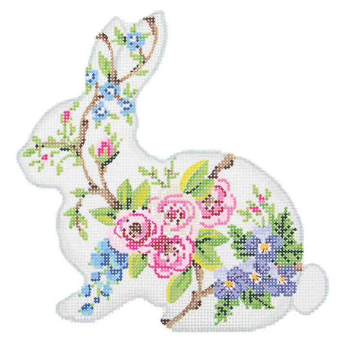 Floral Patterned Bunny - Easter Needlepoint Canvas