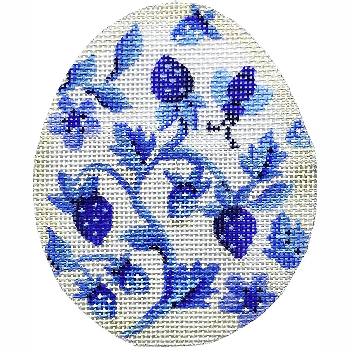Strawberry Blues Egg - Easter Needlepoint Canvas