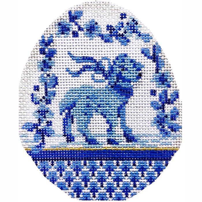 Blue Garland Lamb Egg - Easter Needlepoint Canvas