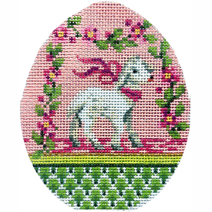 Pink Garland Lamb Egg - Easter Needlepoint Canvas