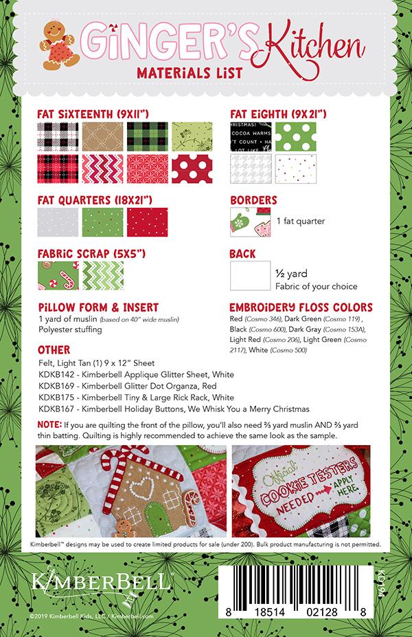Ginger's Kitchen Bench Pillow - Sewing Pattern