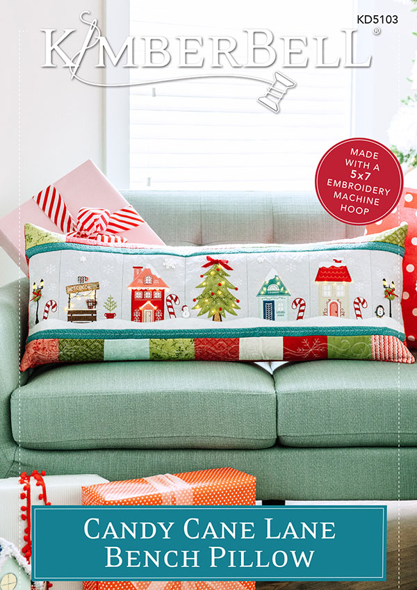 Candy Cane Lane Pillow Embroider - Quilt Pattern, zoomed in. Select this picture to zoom back out.