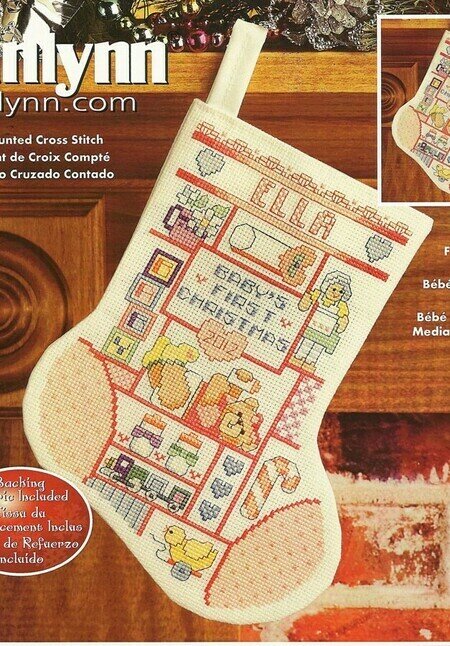 Baby Girl's Christmas Stocking - Cross Stitch Pattern