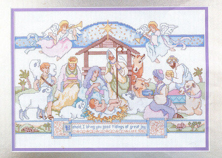 Nativity with Angels - Christmas Cross Stitch Pattern